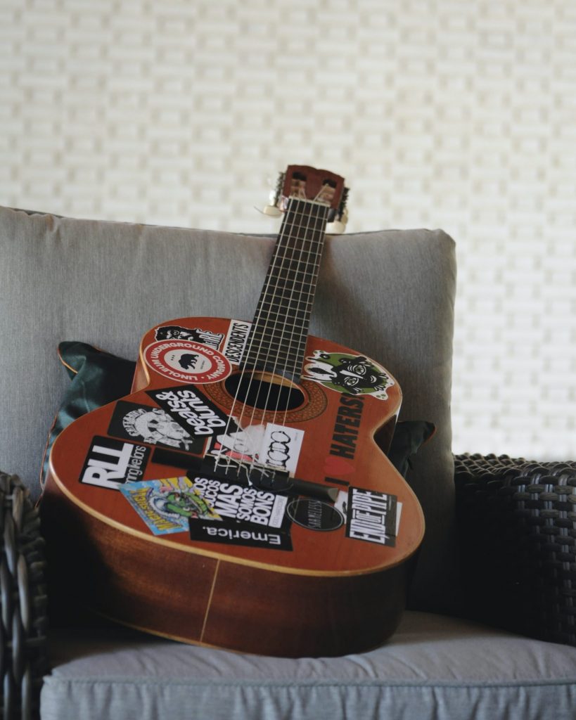 Guitar with stickers